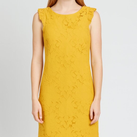 Monteau Los Angeles Fully Lined Lace Dress Mustard Yellow Size Small EUC - Picture 1 of 10